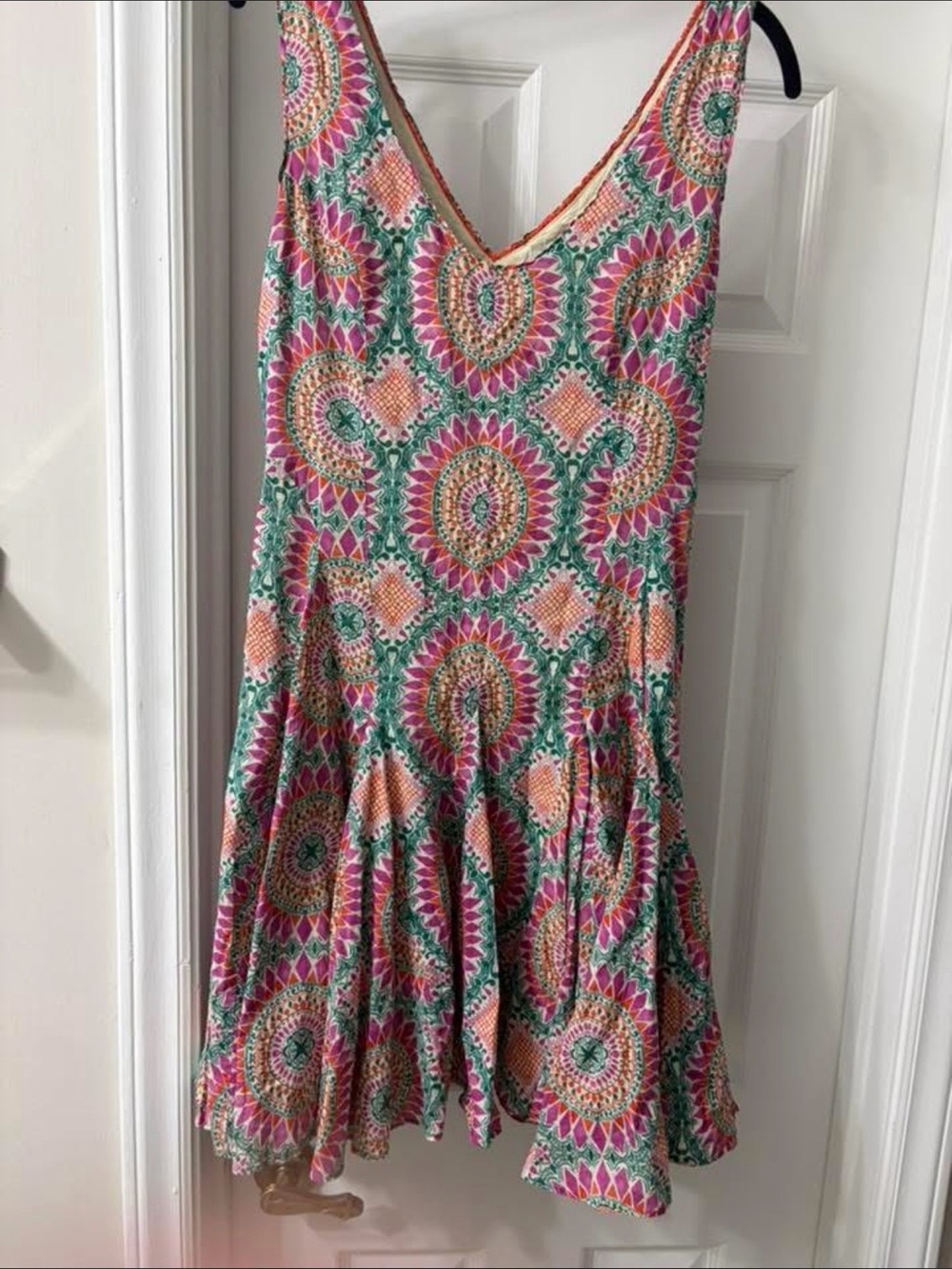 HD in Paris Multicolor Printed V-Neck Sleeveless Dress - Pink, Green, Peach